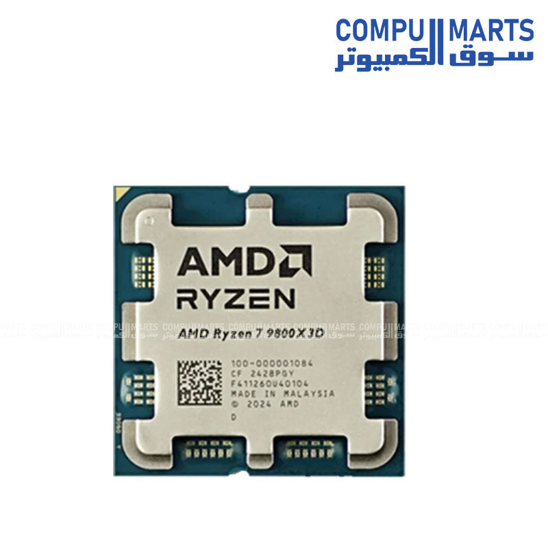 AMD Ryzen 7 9800X3D Desktop Processor | 8 Cores · 16 Threads | 4.7GHz Base · 5.2GHz Boost | 96MB L3 3D V-Cache · Socket AM5 · 120W | Silver