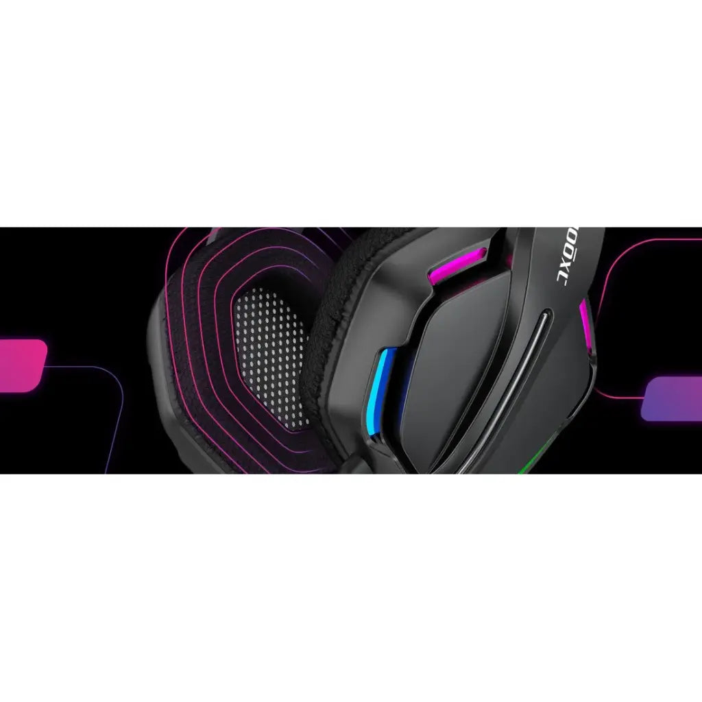 AXGON AX2GHM1 Mars RGB Gaming Headset | 50mm Custom-Tuned Drivers | 3.5mm Audio + USB LED Power | Noise-Cancelling Mic · In-Line Controls | Padded Headband | Black