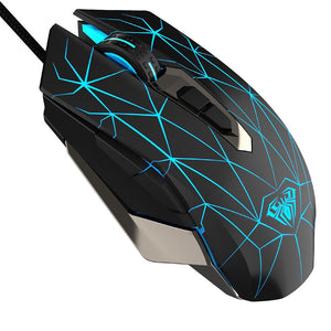 AULA S50 Wired Gaming Mouse | 800·1200·1600·2400 DPI | 7 Buttons · Macro Programmable | RGB Backlight | 125 Hz | 1.5 m Braided USB Cable | Black