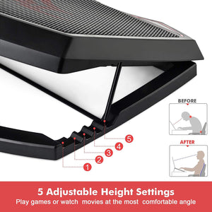 B-TWO Gaming Laptop Cooling Pad Stand | 3 × Red LED Fans | 2 × USB Ports | Up to 15.6-inch Laptops | Black