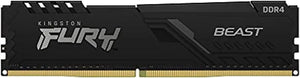 Kingston FURY Beast DDR4 8GB Single Module Black | 3600MT/s CL17-21-21 | Intel XMP 2.0 + Plug N Play | 1.35V | Low-Profile Heat Spreader | AMD Ryzen Ready | Auto-Overclocking | Non-RGB Stealth | Pair-Compatible | Single Stick from Kit
