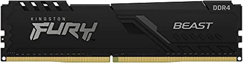 Kingston FURY Beast DDR4 8GB Single Module Black | 3600MT/s CL17-21-21 | Intel XMP 2.0 + Plug N Play | 1.35V | Low-Profile Heat Spreader | AMD Ryzen Ready | Auto-Overclocking | Non-RGB Stealth | Pair-Compatible | Single Stick from Kit