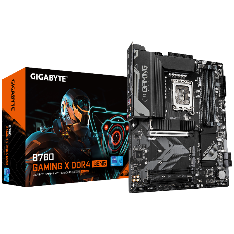 GIGABYTE B760 GAMING X DDR4 GEN5 Motherboard | Intel LGA1700 · B760 Chipset | 4× DDR4 up to 5333 MT/s (O.C.) · 128GB | PCIe 5.0 x16 · 3× M.2 PCIe 4.0 | Realtek 2.5GbE LAN | ATX