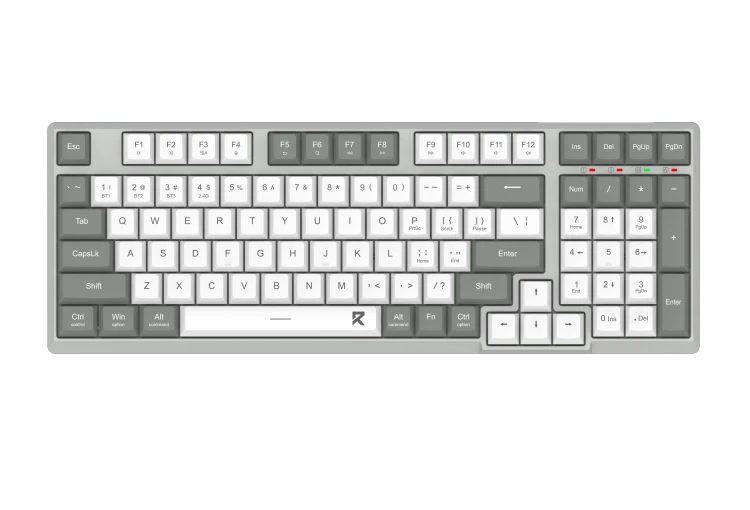 Redragon BK-7111 Slim Wireless Keyboard | 98 Keys · 96% Compact Full-Size | Low-Profile Scissor Mechanism · Quiet | 2.4GHz + Bluetooth · 3 Channels | Full Anti-Ghosting | Grey · White
