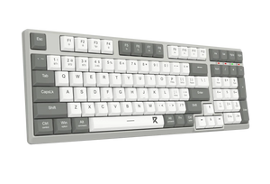 Redragon BK-7111 Slim Wireless Keyboard | 98 Keys · 96% Compact Full-Size | Low-Profile Scissor Mechanism · Quiet | 2.4GHz + Bluetooth · 3 Channels | Full Anti-Ghosting | Grey · White