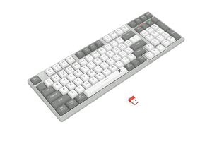 Redragon BK-7111 Slim Wireless Keyboard | 98 Keys · 96% Compact Full-Size | Low-Profile Scissor Mechanism · Quiet | 2.4GHz + Bluetooth · 3 Channels | Full Anti-Ghosting | Grey · White