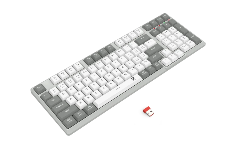 Redragon BK-7111 Slim Wireless Keyboard | 98 Keys · 96% Compact Full-Size | Low-Profile Scissor Mechanism · Quiet | 2.4GHz + Bluetooth · 3 Channels | Full Anti-Ghosting | Grey · White
