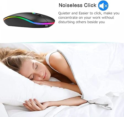 HP W10 Wireless Mouse | 2.4GHz Wireless + Bluetooth Dual Mode | 800 / 1200 / 1600 DPI | Rechargeable · Silent Clicks · RGB Breathing Backlight | Black
