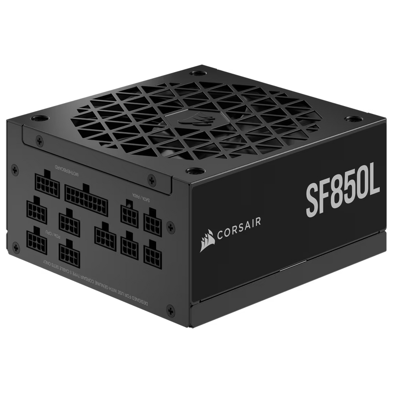 Corsair SF850L Vollmodulares, Geräuscharmes SFX-Netzteil, für ATX 3.0 PCIe 5.0, Leiser 120mm PWM Lüfter, 80 Plus Gold-Effizienz, Null-Drehzahl Modus