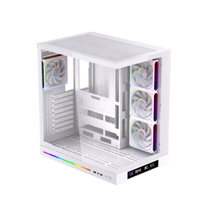 Xigmatek Cloud DGT Arctic E-ATX Full Tower Gaming Case | Digital LCD Display | 4× J22A ARGB PWM Fans · 3 Reverse | BTF Back-Connect | 360mm Radiator | 400mm GPU · 175mm CPU Cooler | Dual Tempered Glass | White