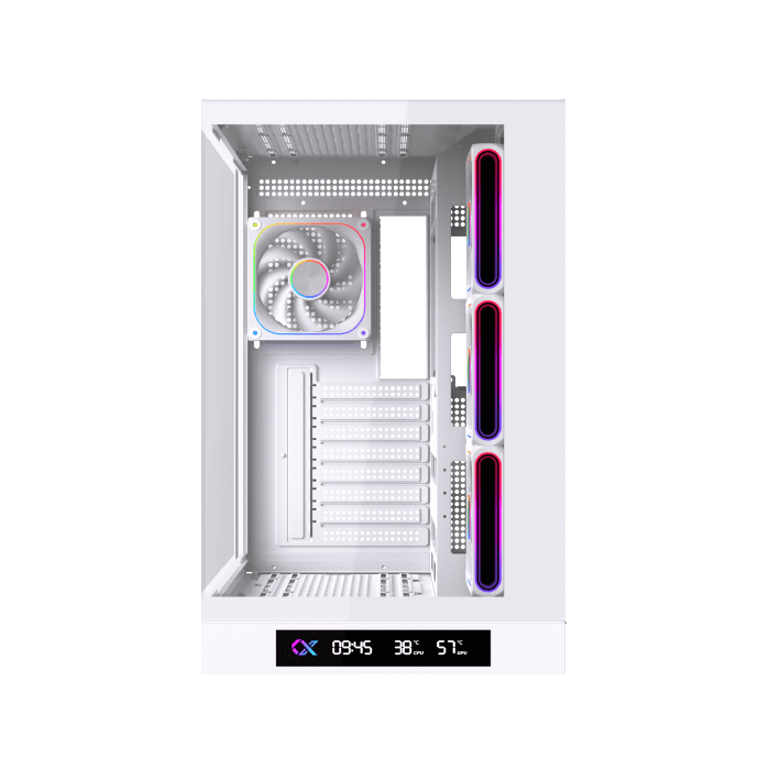Xigmatek Cloud DGT Arctic E-ATX Full Tower Gaming Case | Digital LCD Display | 4× J22A ARGB PWM Fans · 3 Reverse | BTF Back-Connect | 360mm Radiator | 400mm GPU · 175mm CPU Cooler | Dual Tempered Glass | White