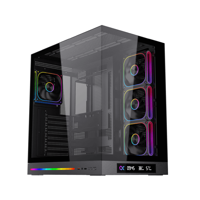 Xigmatek Cloud DGT E-ATX Full Tower Gaming Case | Digital LCD Display | 4× J22A ARGB PWM Fans · 3 Reverse | BTF Back-Con