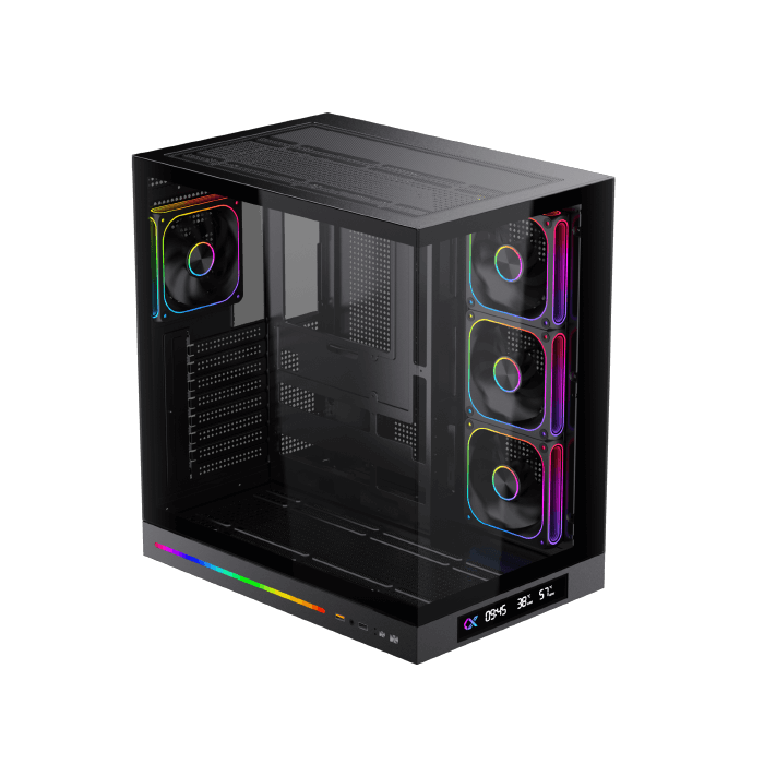 Xigmatek Cloud DGT E-ATX Full Tower Gaming Case | Digital LCD Display | 4× J22A ARGB PWM Fans · 3 Reverse | BTF Back-Con