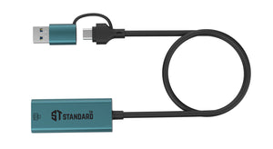 ST-Standard ST-UE106+ USB-C · USB 3.0 to Gigabit Ethernet Adapter | RJ45 10/100/1000 Mbps | 500 mm cable · Aluminium Alloy + PVC | 56.5 × 24 × 16.5 mm