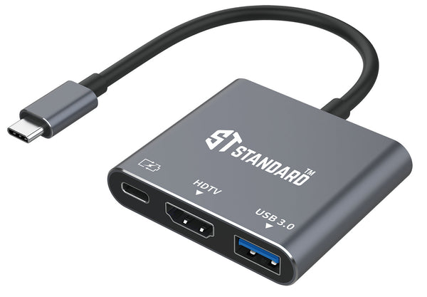 ST-Standard ST-9175 USB-C 3-in-1 Multiport Adapter | HDMI 4K 3840×2160 @ 30 Hz | USB 3.0 · 5 Gbps | USB-C PD 3.0 up to 1