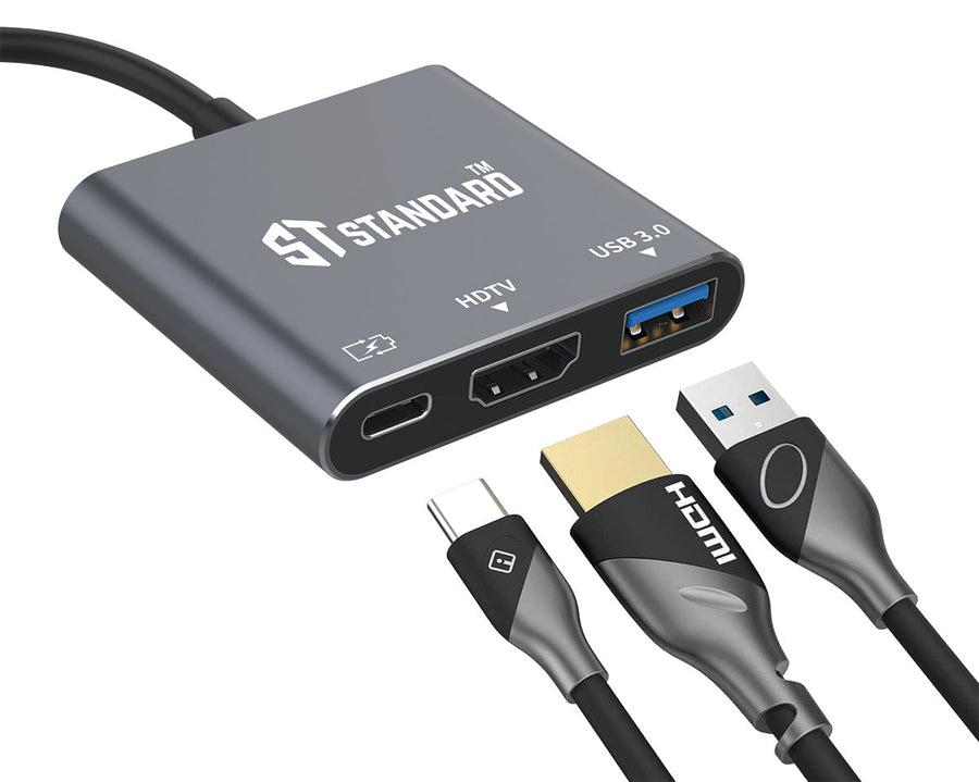ST-Standard ST-9175 USB-C 3-in-1 Multiport Adapter | HDMI 4K 3840×2160 @ 30 Hz | USB 3.0 · 5 Gbps | USB-C PD 3.0 up to 1