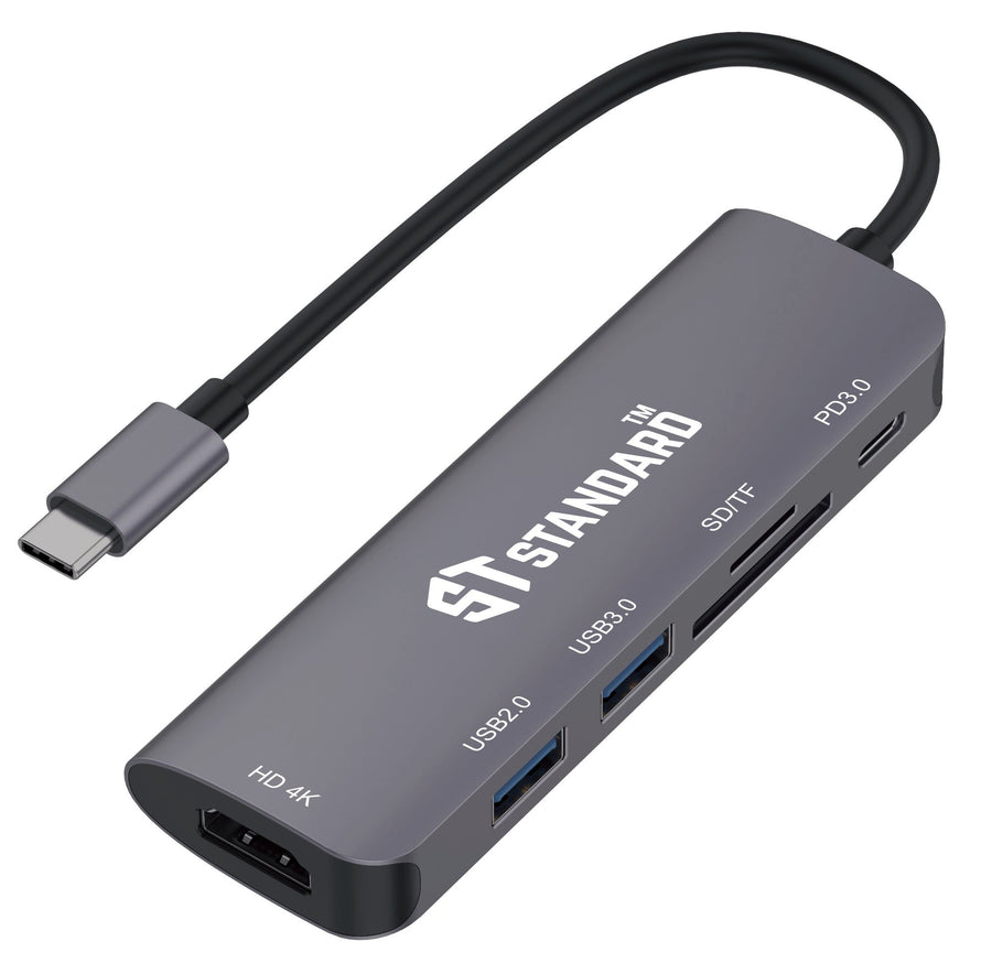 ST-Standard ST-95116D USB-C 6-in-1 Dock Station | HDMI 4K 3840×2160 @ 30 Hz | 2 × USB 3.0 · 5 Gbps | SD · microSD Reader