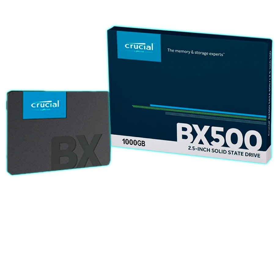 Crucial BX500 1TB Internal SSD | 2.5-inch · 7mm · SATA 6Gb/s | Up to 540 MB/s Read · 500 MB/s Write | Micron 3D NAND · 3