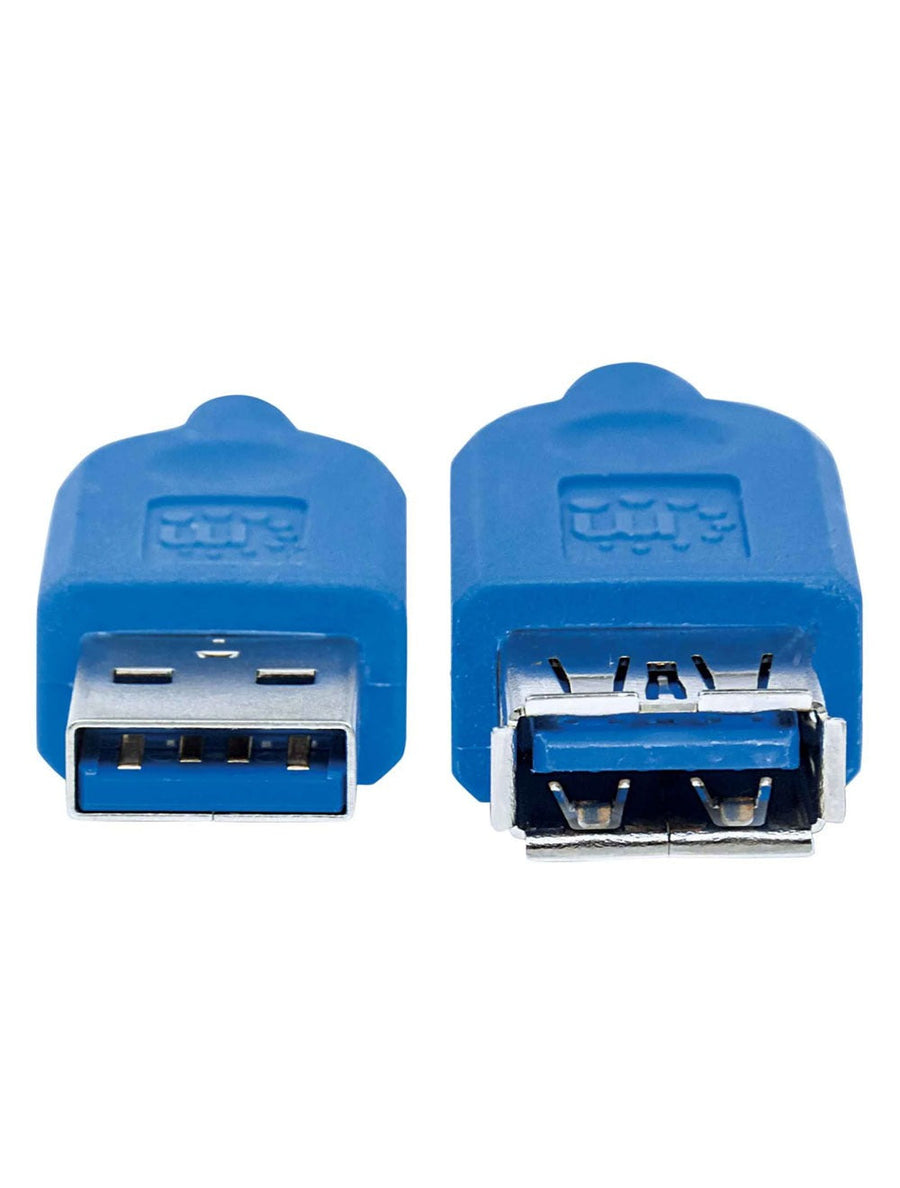 Manhattan 325394 SuperSpeed USB Extension Cable | USB-A Male to USB-A Female | USB 3.2 Gen 1 · 5 Gbps | 1 m | 28 AWG · Gold-Plated · Fully Shielded | Blue