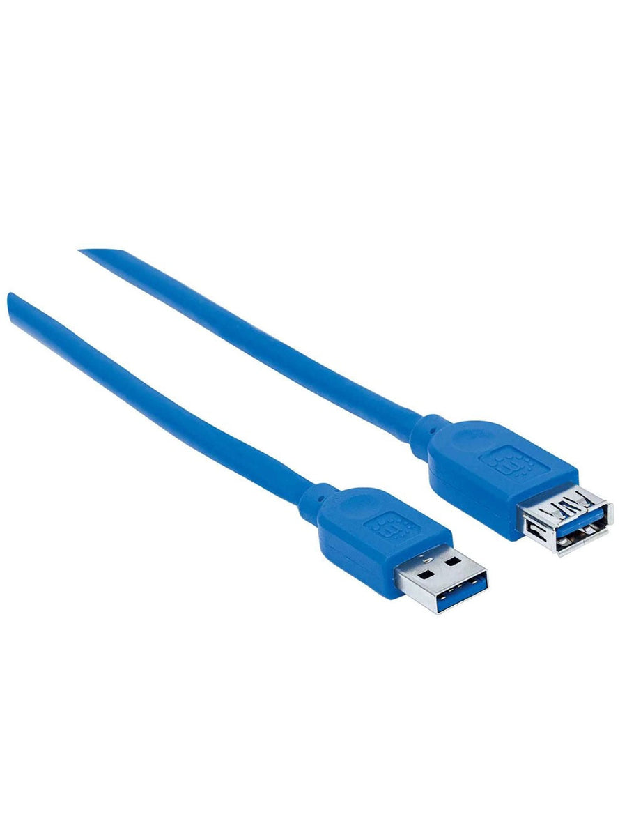Manhattan 325394 SuperSpeed USB Extension Cable | USB-A Male to USB-A Female | USB 3.2 Gen 1 · 5 Gbps | 1 m | 28 AWG · Gold-Plated · Fully Shielded | Blue