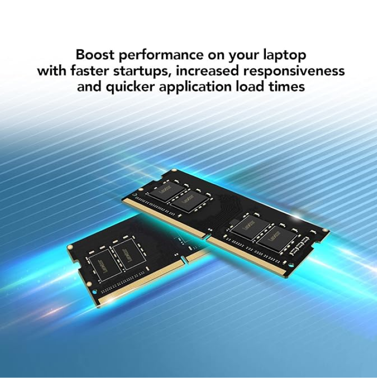 Lexar LD4AS032G-B3200GSST 32GB DDR4 Laptop Memory | 32GB Single Module · DDR4-3200 | CL22-22-22-52 · 1.2V | 260-Pin SO-DIMM | Black