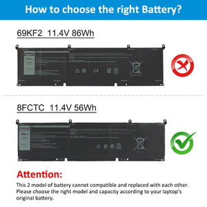Dell G15 Gaming Laptop Replacement Battery | 8FCTC · DVG8M · P8P1P | 11.4 V · 56 Wh · 3-Cell Li-ion | Fits G15 5510 · 5511 · 5515 · 5520 · 5521 · 5525 | Black