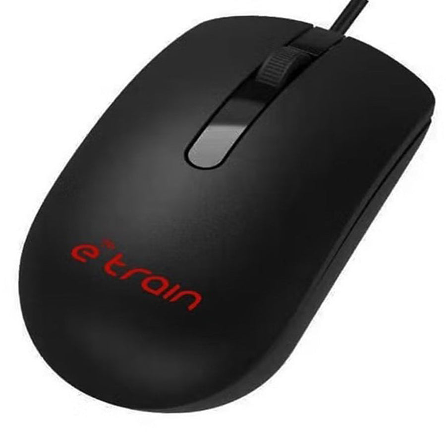 E-Train MO771 Wired Optical Mouse | USB Wired · 1.8m Cable | 1000 DPI | 3 Buttons | Black