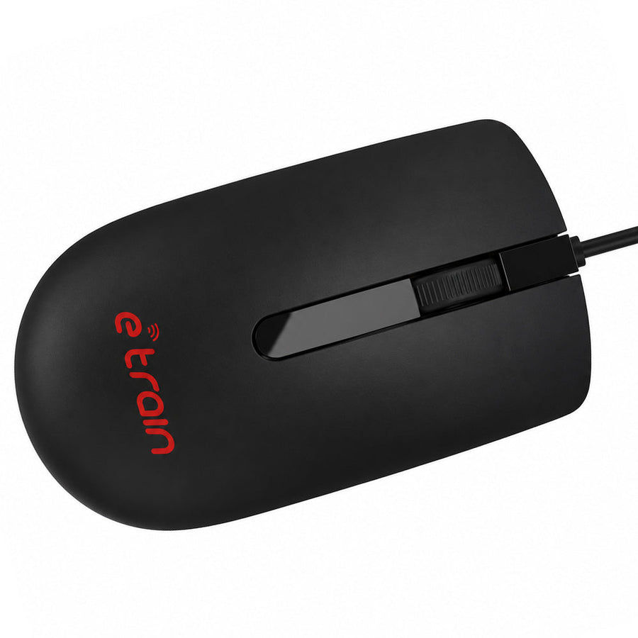 E-Train MO771 Wired Optical Mouse | USB Wired · 1.8m Cable | 1000 DPI | 3 Buttons | Black