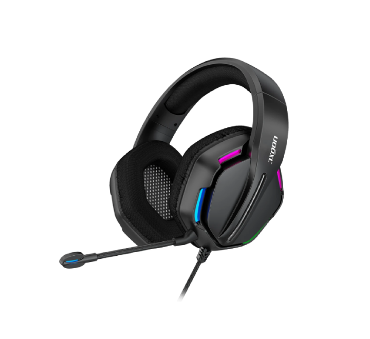 AXGON AX2GHE1 Ergo LED Gaming Headset | 50mm Custom-Tuned Neodymium Drivers | 20Hz–20kHz | 3.5mm Audio + USB LED Power · 2.2m Cable | Protein Leatherette Earcups | Black
