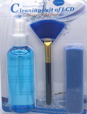 3-in-1 LCD & Touchscreen Cleaning Kit FH-HB010E | Cleaning solution · microfibre cloth · detail brush | Safe for laptop · monitor · TV · phone screens | Light Blue