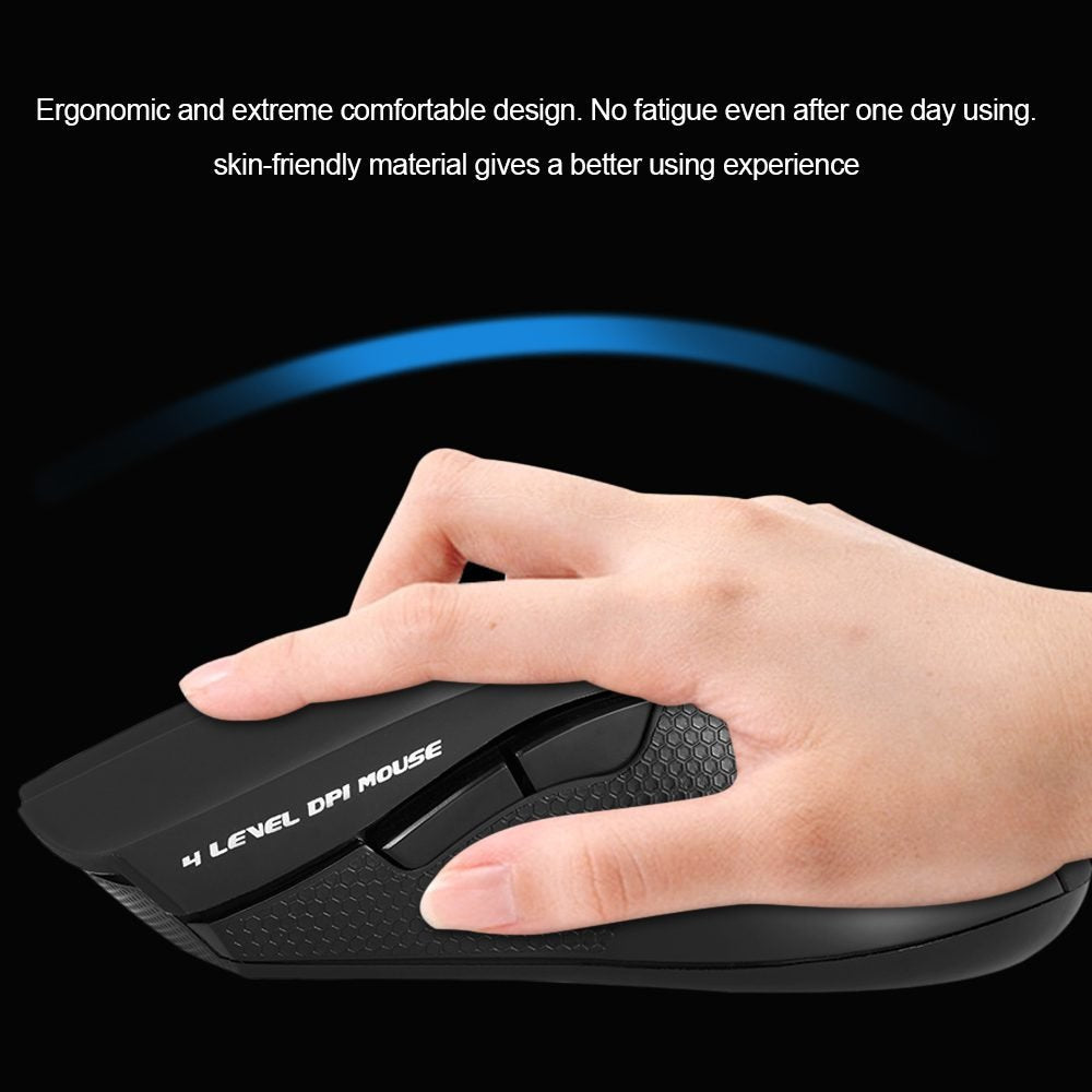 Forev FV-W9 Wireless Mouse | 2.4GHz Wireless · Nano USB Receiver | 1000–1600 DPI | 10m Range | 90g · Four-Way Wheel | Black