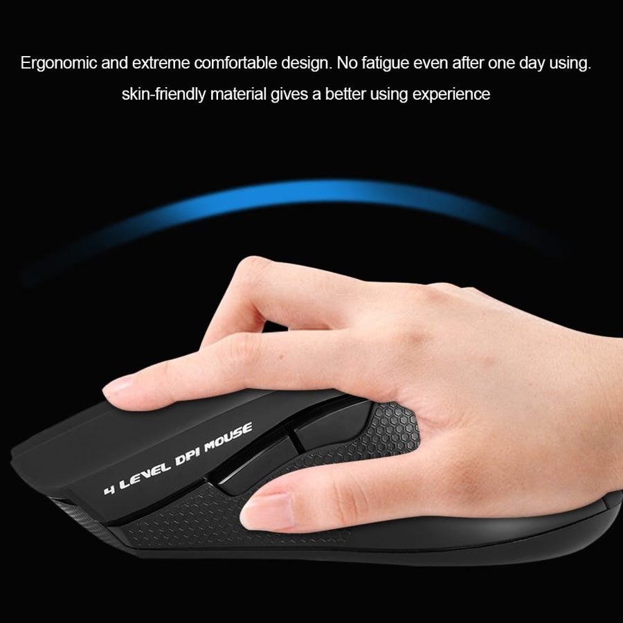 Forev FV-W9 Wireless Mouse | 2.4GHz Wireless · Nano USB Receiver | 1000–1600 DPI | 10m Range | 90g · Four-Way Wheel | Bl