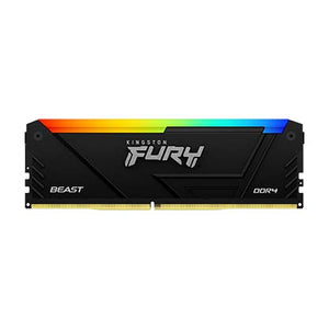 Kingston FURY Beast RGB 8GB DDR4-3600 Desktop Memory | KF436C17BBA/8 · 1 × 8GB | 3600 MT/s · CL17-21-21 · 1.35V | Intel XMP 2.0 · Infrared Sync RGB | 288-Pin · Non-ECC Unbuffered | Black