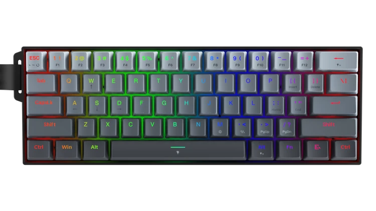 Redragon K617 Fizz Magnetic+ Gaming Keyboard | 61 Keys · 60% | Hall-Effect Magnetic Switches · Rapid Trigger | 0.10–3.4 mm Adjustable Actuation | 8000 Hz Polling | RGB | Detachable USB-C · 1.5 m | Black