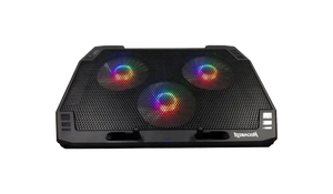 Redragon GCP511 Ingrid Laptop Cooling Pad | 3 x 120mm Fans | Programmable RGB Lighting with Control Button | Supports 15