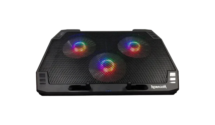 Redragon GCP511 Ingrid Laptop Cooling Pad | 3 x 120mm Fans | Programmable RGB Lighting with Control Button | Supports 15