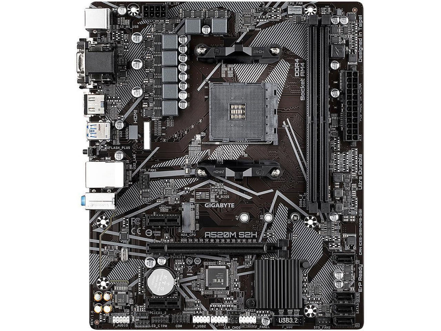 GIGABYTE A520M S2H | AMD AM4 Micro-ATX Motherboard | DDR4 5100+ | PCIe 3.0 | NVMe M.2 | Triple Display Output (HDMI/DVI-D/D-Sub) | Gigabit LAN | RGB Fusion 2.0 | For Ryzen 3000/4000/5000 Series