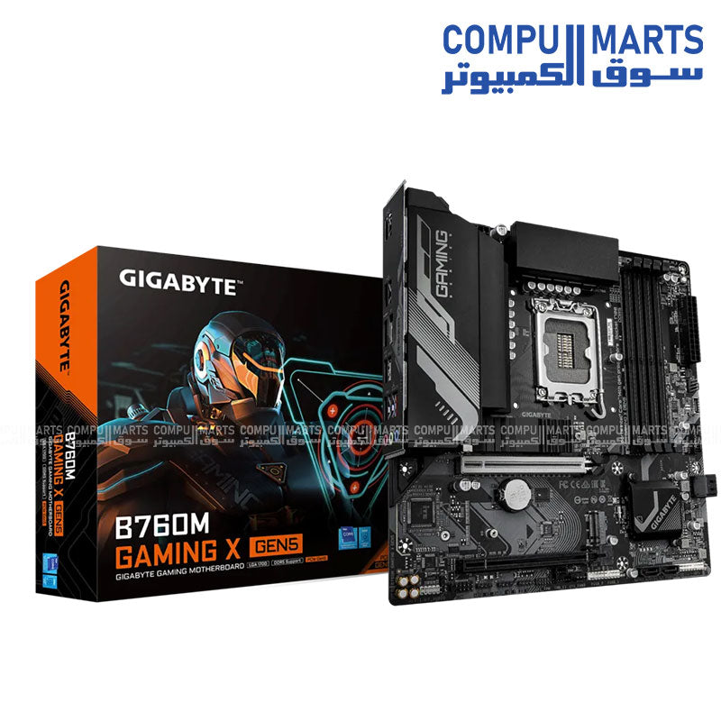 GIGABYTE B760M GAMING X GEN5 Motherboard | Intel LGA1700 · B760 Chipset | 4× DDR5 up to 7600 MT/s (O.C.) · 256GB | PCIe 5.0 x16 · 2× M.2 PCIe 4.0 | 8+1+1 Digital VRM · 2.5GbE LAN | Micro-ATX