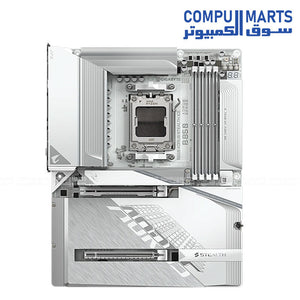 GIGABYTE B850 AORUS STEALTH ICE Motherboard | AMD Socket AM5 · B850 Chipset | 4× DDR5 up to 8200 MT/s (O.C.) · 256GB | PCIe 5.0 x16 · 4× M.2 | Wi-Fi 7 · Bluetooth 5.4 · 5GbE LAN | ATX | White
