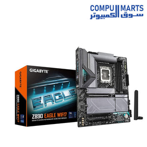 GIGABYTE Z890 EAGLE WIFI7 Motherboard | Intel LGA1851 · Z890 Chipset | 4× DDR5/CUDIMM up to 9200 MT/s (O.C.) · 256GB | PCIe 5.0 x16 · 4× M.2 | Wi-Fi 7 · Bluetooth 5.4 · 2.5GbE LAN · USB4 Type-C | ATX
