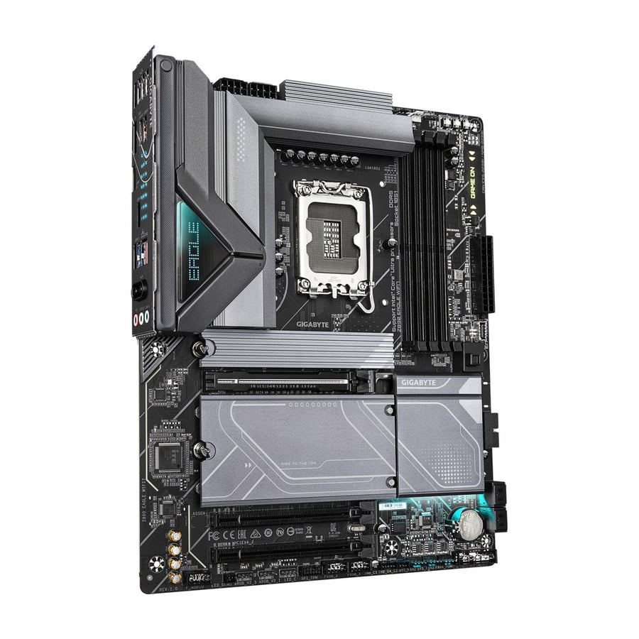 GIGABYTE Z890 EAGLE WIFI7 Motherboard | Intel LGA1851 · Z890 Chipset | 4× DDR5/CUDIMM up to 9200 MT/s (O.C.) · 256GB | PCIe 5.0 x16 · 4× M.2 | Wi-Fi 7 · Bluetooth 5.4 · 2.5GbE LAN · USB4 Type-C | ATX