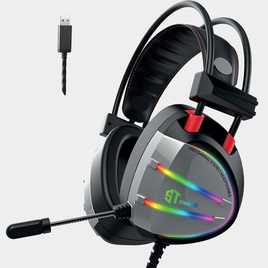 Standard GM-07 USB Gaming Headset | Virtual 7.1 Surround Sound | 50mm Drivers | 20Hz-20kHz · 16Ω | RGB Lit Earcups | Omn