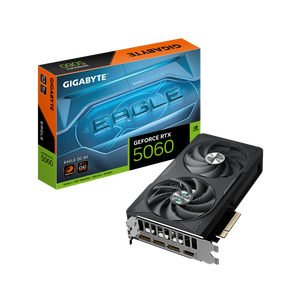 GIGABYTE GeForce RTX 5060 EAGLE OC 8G Graphics Card | 8GB GDDR7 · 128-bit | 2550 MHz Boost · 3840 CUDA Cores | PCIe 5.0 · 3x DisplayPort 2.1b · 1x HDMI 2.1b | Black