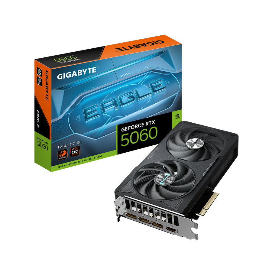 GIGABYTE GeForce RTX 5060 EAGLE OC 8G Graphics Card | 8GB GDDR7 · 128-bit | 2550 MHz Boost · 3840 CUDA Cores | PCIe 5.0 
