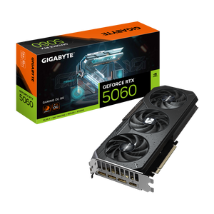 GIGABYTE GeForce RTX 5060 GAMING OC 8G Graphics Card | 8GB GDDR7 · 128-bit | 2595 MHz Boost · 3840 CUDA Cores | PCIe 5.0 · 3x DisplayPort 2.1b · 1x HDMI 2.1b | Black