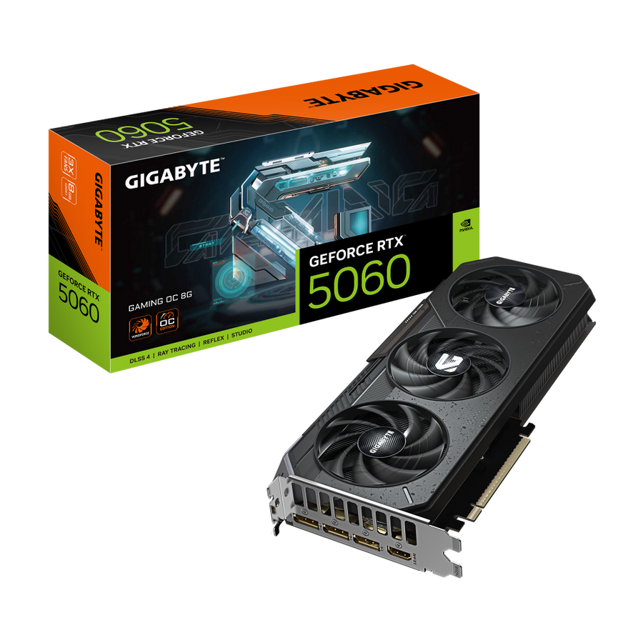 GIGABYTE GeForce RTX 5060 GAMING OC 8G Graphics Card | 8GB GDDR7 · 128-bit | 2595 MHz Boost · 3840 CUDA Cores | PCIe 5.0