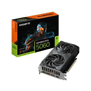 GIGABYTE GeForce RTX 5060 WINDFORCE MAX OC 8G Graphics Card | 8GB GDDR7 · 128-bit | 2512 MHz Boost · 3840 CUDA Cores | PCIe 5.0 · 199 mm Compact | Black
