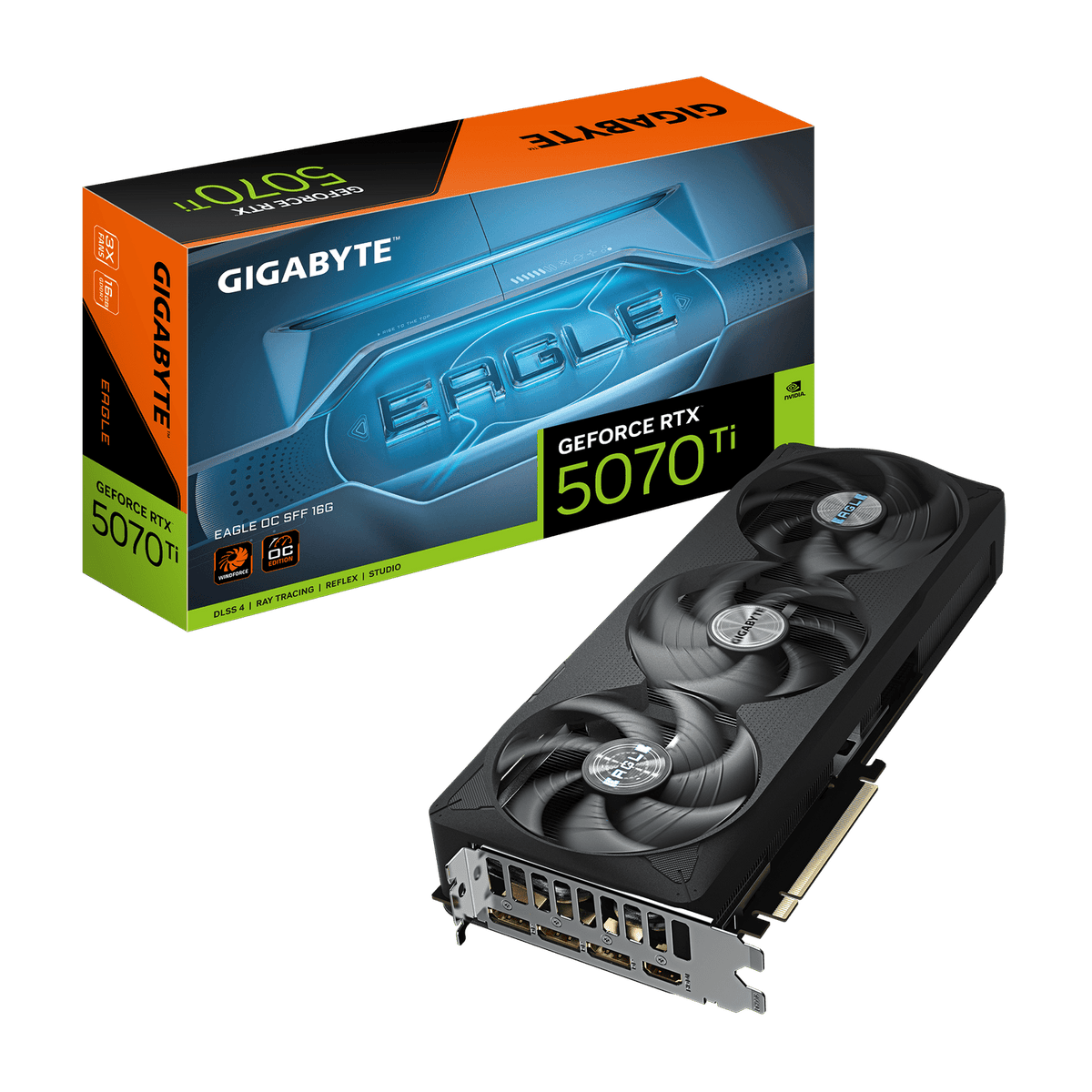 GIGABYTE GeForce RTX 5070 Ti EAGLE OC SFF 16G Graphics Card | 16GB GDDR7 · 256-bit | 2542 MHz Boost · 8960 CUDA Cores | PCIe 5.0 · 3x DisplayPort 2.1b · 1x HDMI 2.1b | Black