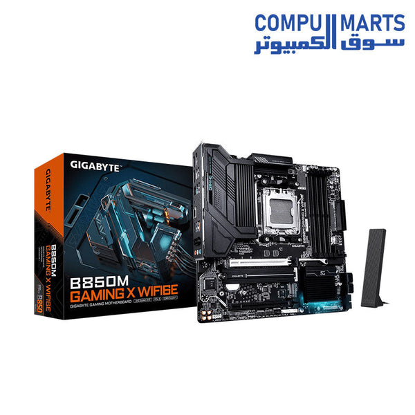 GIGABYTE B850M GAMING X WIFI6E Motherboard | AMD B850 · Socket AM5 | 4x DDR5 · up to 256GB · 8200 MT/s OC | PCIe 5.0 x16 · 2x M.2 · 4x SATA | Wi-Fi 6E · Bluetooth 5.3 · 2.5GbE | Micro-ATX