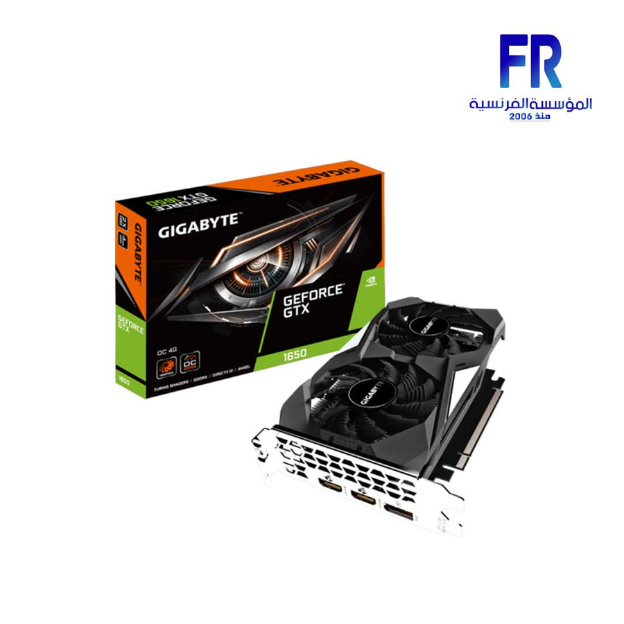 GIGABYTE GeForce GTX 1650 OC 4G Graphics Card | 4GB GDDR5 · 128-bit · 128 GB/s | 896 CUDA Cores · 1710 MHz Core | PCIe 3.0 · 2× HDMI 2.0b · 1× DisplayPort 1.4 | No External Power Connector | Black